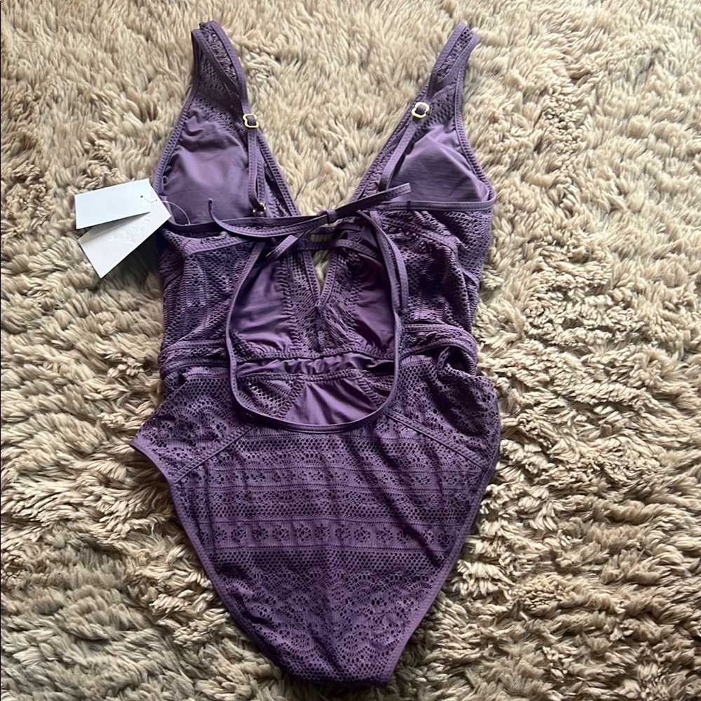 BECCA Purple Lace One Piece Swimsuit - Picture 2 of 4